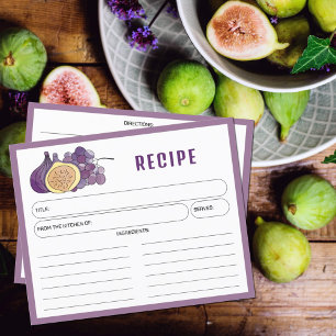 Tarjetas de Receta de Cocina Morada, Higos y Uvas