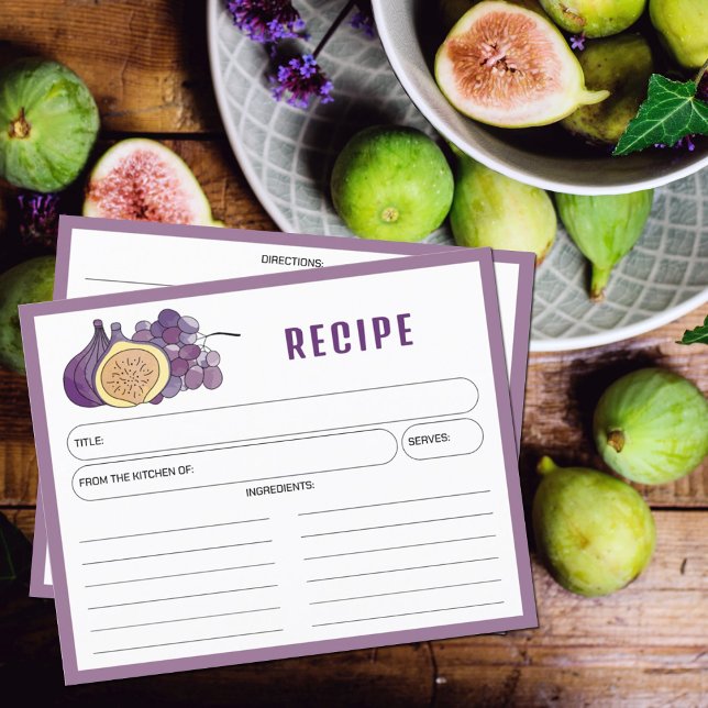 Tarjetas de Receta de Cocina Morada, Higos y Uvas (Subido por el creador)