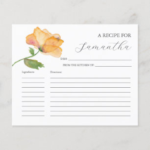 Tarjetas de receta de cocina Naranja Flores acuáti