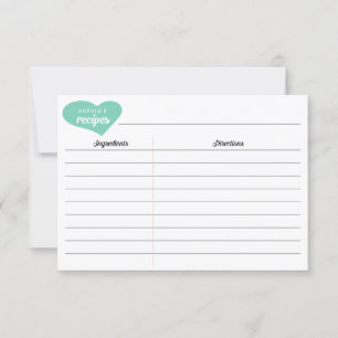 Tarjetas de Receta de Corazón Personalizada para D