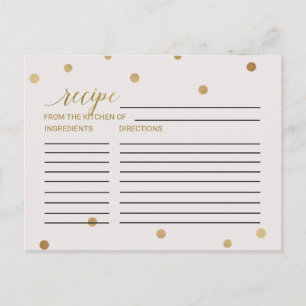 Tarjetas de receta de ducha de novia con puntos de