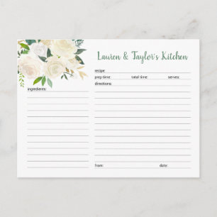 Tarjetas de receta de ducha de novia floral crema
