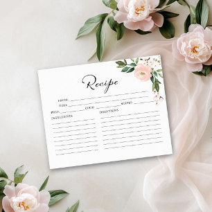 Tarjetas de receta de ducha de novia floral rosa R