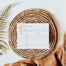 Tarjetas de receta de ducha de novia floral silves
