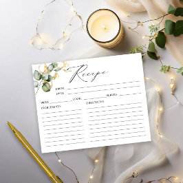 Tarjetas de receta de duchas de novias de verde do