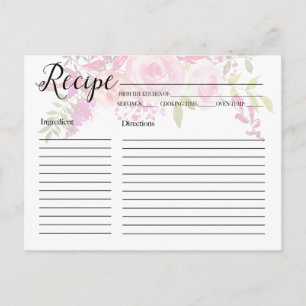 Tarjetas de receta de flores rosas