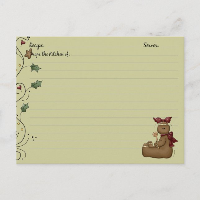 Tarjetas de receta de Gingerbread (Anverso)