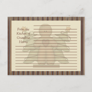 Tarjetas de receta de hombre de jengibre primitivo