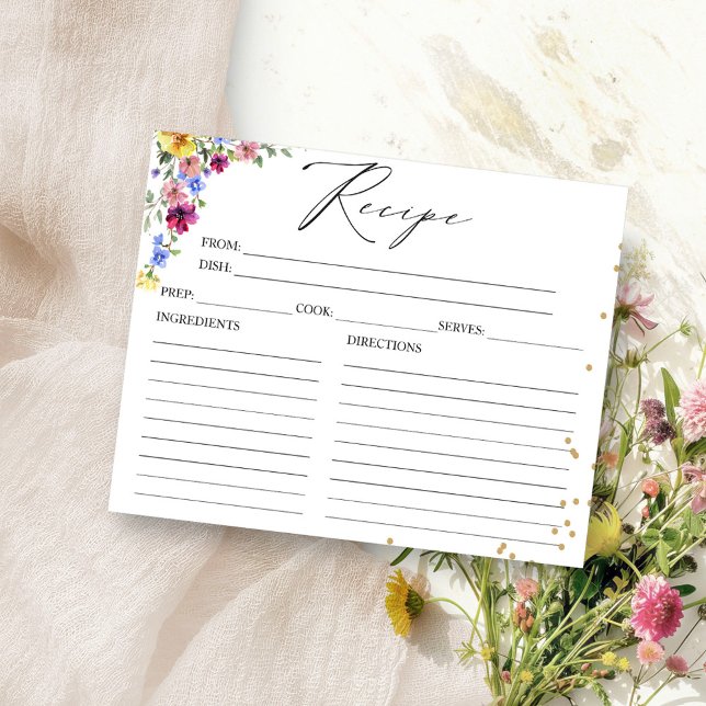 Tarjetas de receta de la ducha de novia Boho Wildf (Subido por el creador)