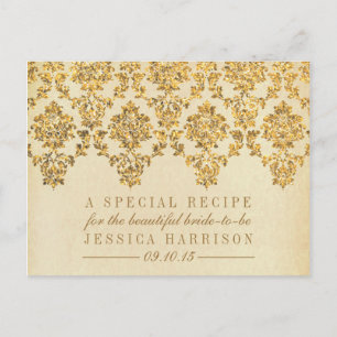 Tarjetas de receta de la ducha de novia de Damask