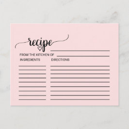 Tarjetas de receta de la ducha de novias Rubor Pin