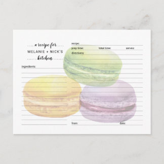 Tarjetas de receta de macarons, idea de gran ducha