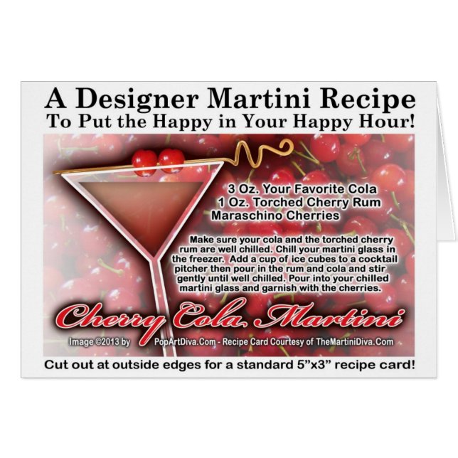 Tarjetas de Receta de Martini de Cola de Cereza (Anverso (Horizontal))