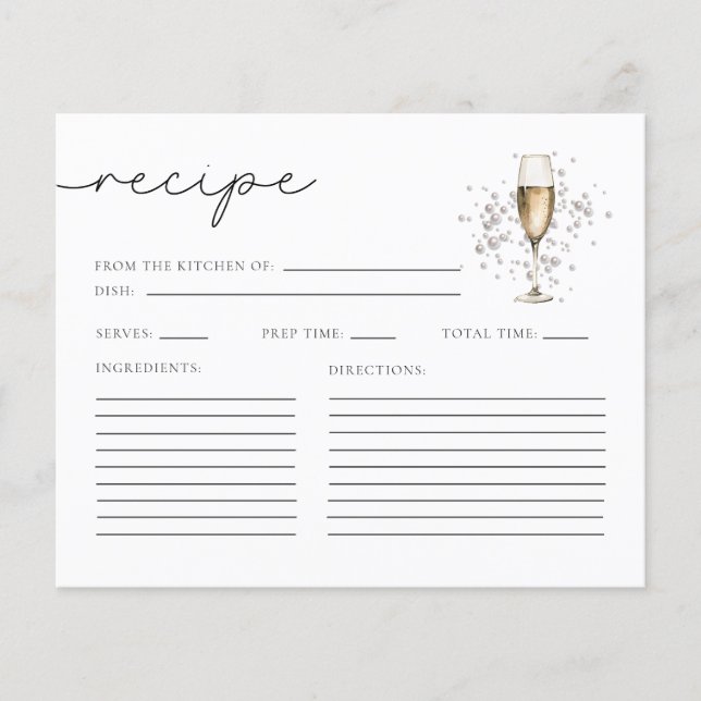 Tarjetas de receta de Pearl & Prosecco Bridal Show (Anverso)
