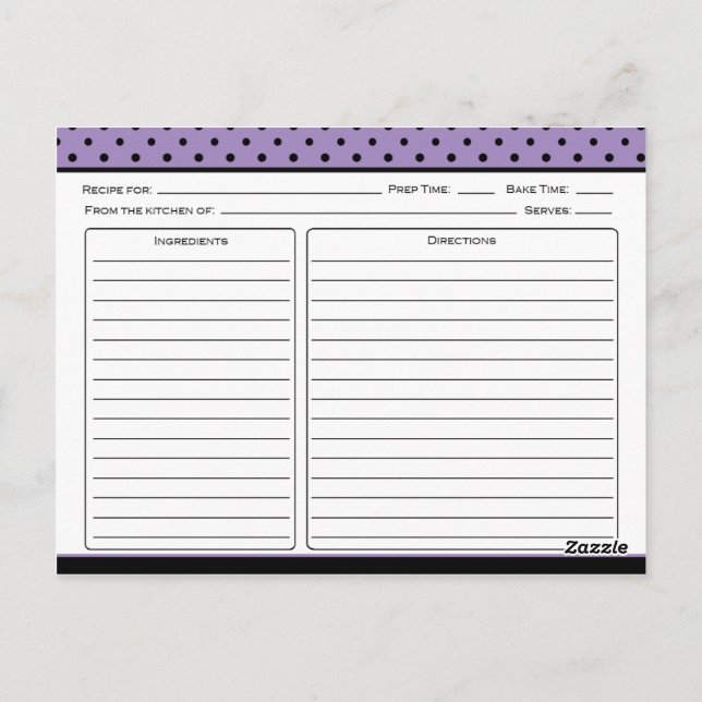 Tarjetas de receta de Punto de Polka Púrpura y Neg (Reverso)