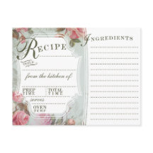 Tarjetas de receta de Rosa de época