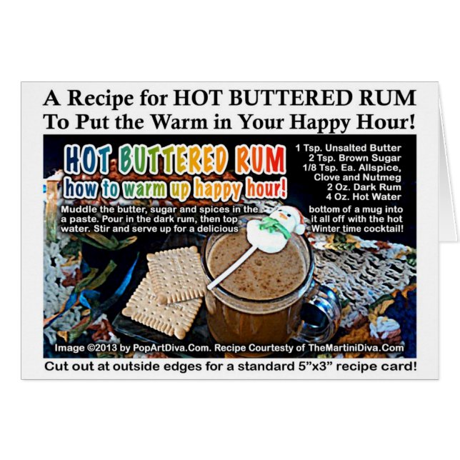 TARJETAS DE RECETA DE RUM DE MANO CALIENTE (Anverso (Horizontal))