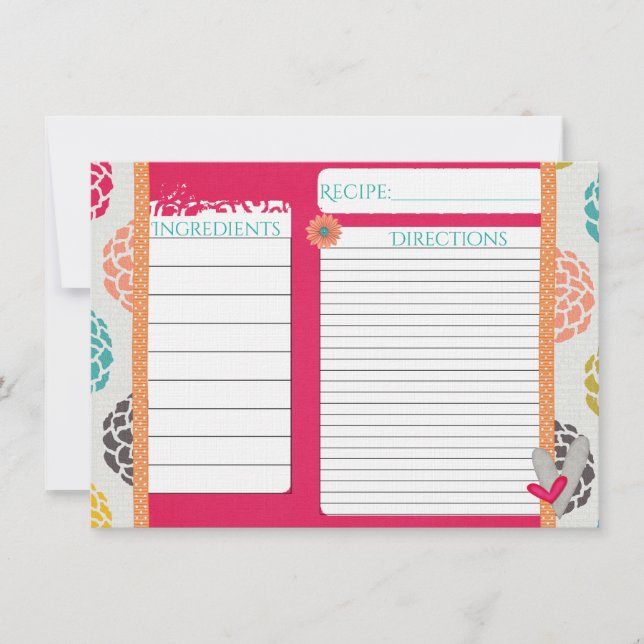 Tarjetas de receta de sorbet rosa (Anverso)