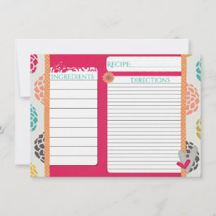 Tarjetas de receta de sorbet rosa