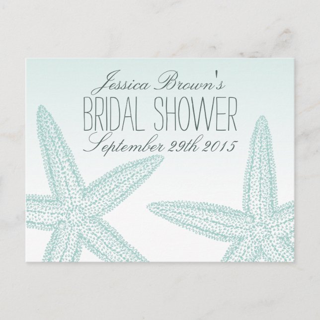 Tarjetas de receta de Starfish Beach Bridal Shower (Anverso)