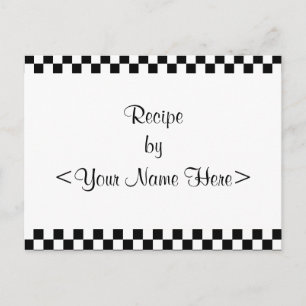 Tarjetas de receta de tablero de ajedrez 4 x 6