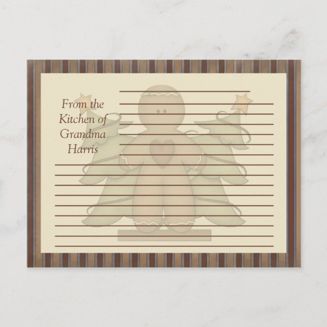 Tarjetas de receta del hombre de jengibre primitiv (Anverso)