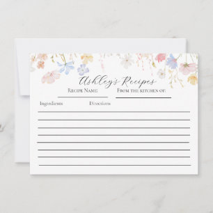 Tarjetas de Receta Floral de rosas rosadas