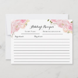 Tarjetas de Receta Floral de rosas rosadas