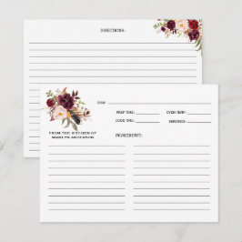 Tarjetas de receta florales de Burgundy Marsala Bo