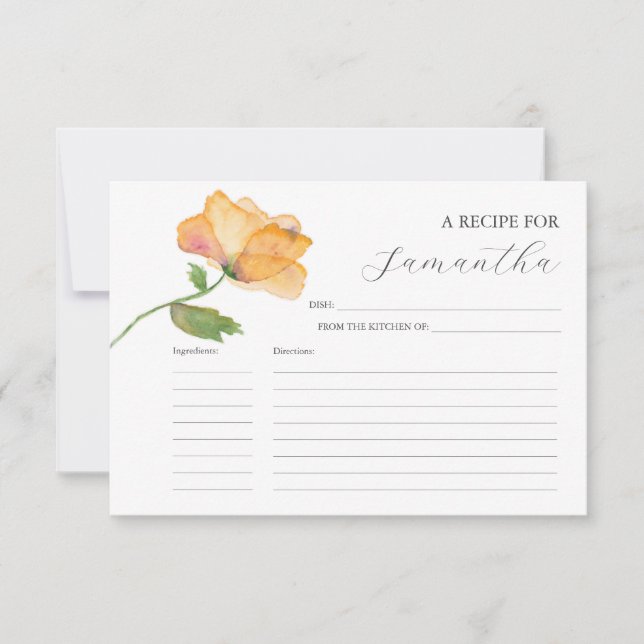 Tarjetas de Receta Imprimibles Flores de amapola a (Anverso)