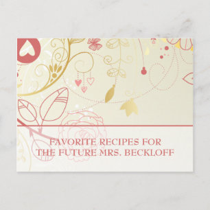Tarjetas de receta para ducha de novia- Floral de