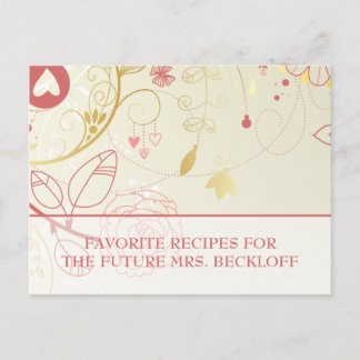 Tarjetas de receta para ducha de novia- Floral de