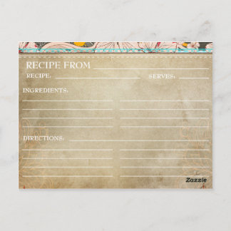 Tarjetas de receta para ducha de novia - Floral rú