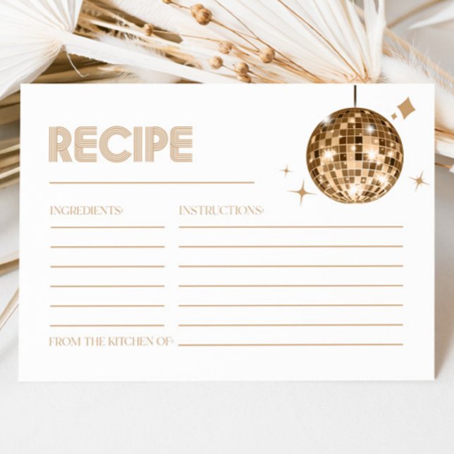 Tarjetas de receta para ducha de novia Gold Disco  (Subido por el creador)