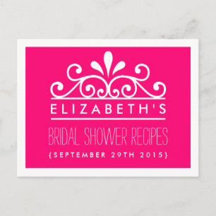 Tarjetas de receta para ducha de novia Tiara rosa