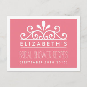 Tarjetas de receta para ducha de novia Tiara rosa