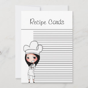 Tarjetas de receta para la dama del chef