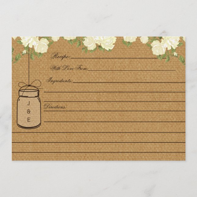 Tarjetas de receta rusas de ducha de novias Subtle (Anverso)