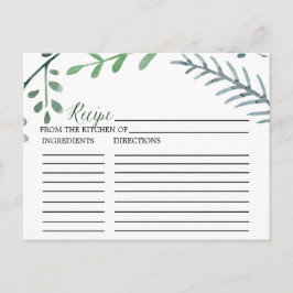 Tarjetas de recetario de ducha de novia con guirna
