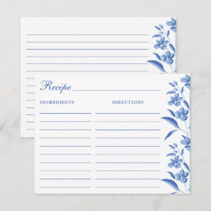 Tarjetas de Recetas Azules y Blancas Elegantes