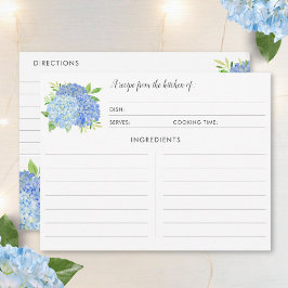 Tarjetas de Recetas Botánicas de Ramo de Hortensia