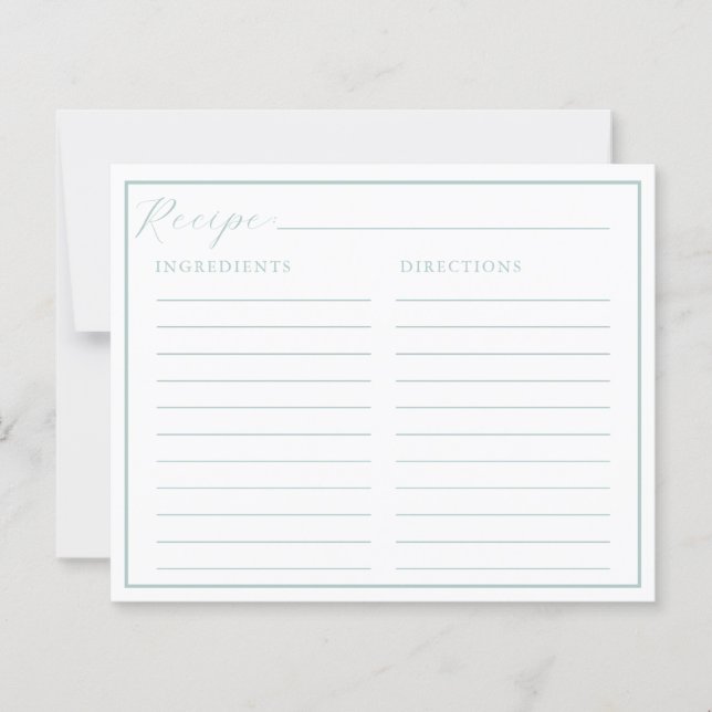 Tarjetas de Recetas Clásicas Elegantes (Anverso)