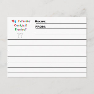 Tarjetas de recetas "Cóctel favorito"