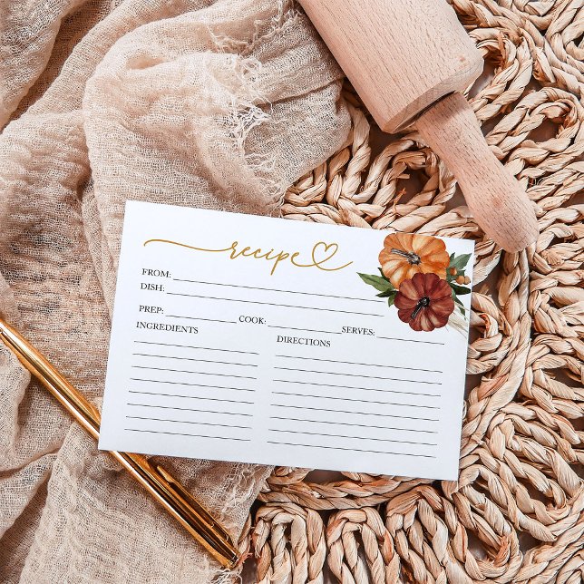 Tarjetas de recetas de baby shower otoñal con herm (Subido por el creador)