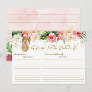 Tarjetas de Recetas de Boda Florales Tropicales de