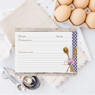Tarjetas de Recetas de Cocina Cucharas Rústicas
