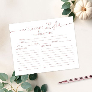 Tarjetas de recetas de desayuno de boda con hermos