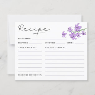 Tarjetas de Recetas de Desayuno Nupcial de Lirio L