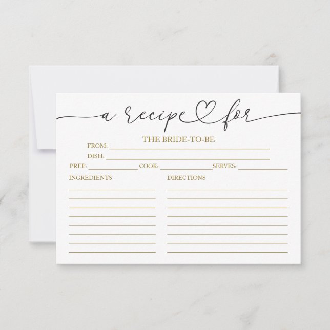 Tarjetas de Recetas de Despedida de Soltera con Ca (Anverso)