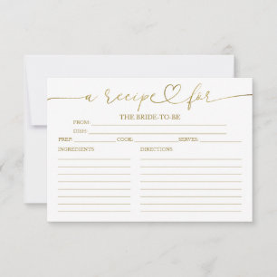 Tarjetas de Recetas de Despedida de Soltera con Ca